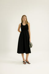 Serenity Shirred Dress in Black