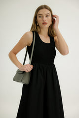 Serenity Shirred Dress in Black