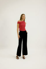 Viktoria One Shoulder Jersey Top in Poppy Red