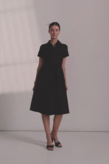 Grace Short Sleeve Cotton Dress in Black