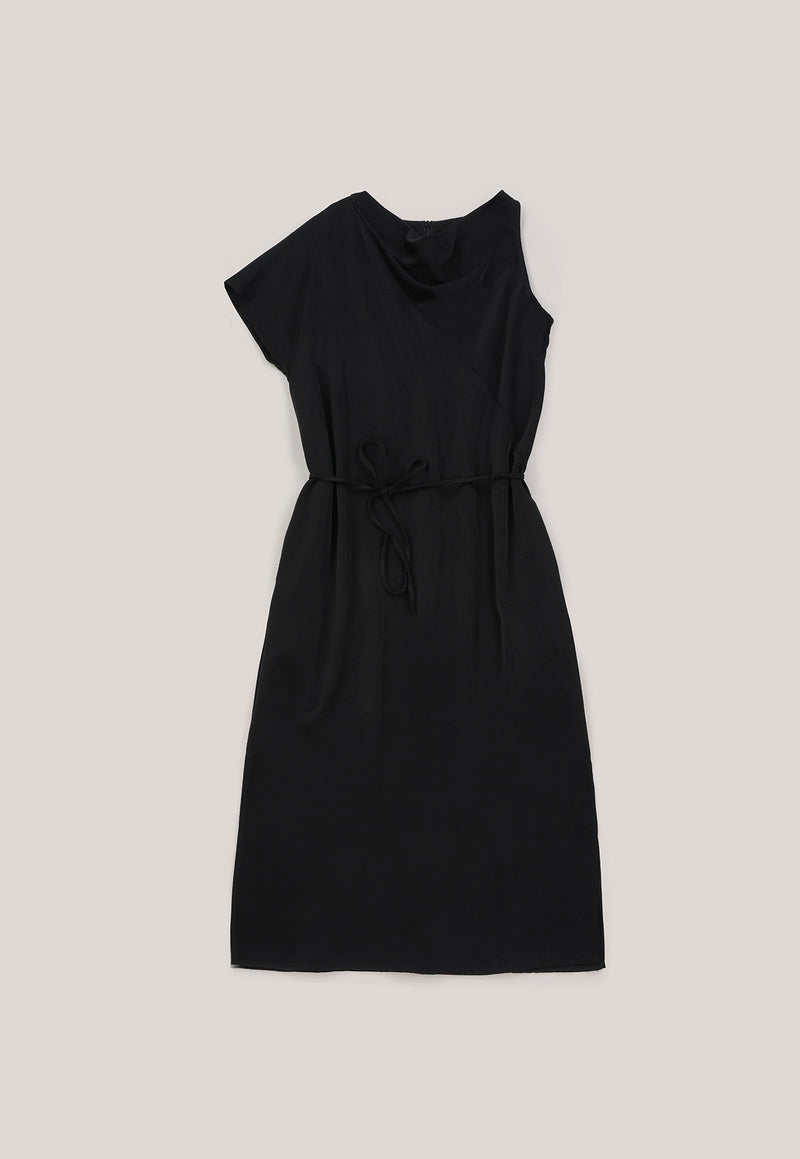 Chloe Drape Neck Asymmetrical Dress in Black Gnue Chloe Drape Neck Asymmetrical Dress in Black Gnue