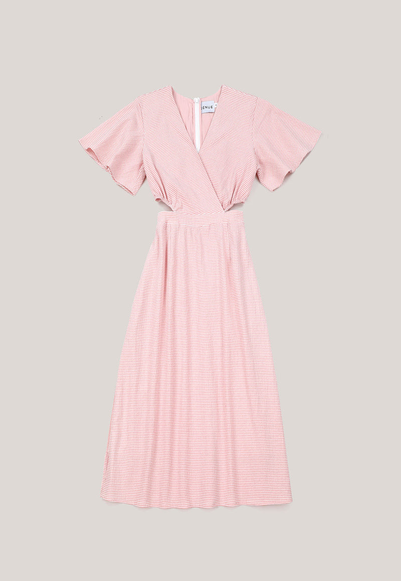 Gemma Wrap Dress in Pink Stripe
