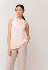 Belinda Drape Neck Asymmetric Top in Pink