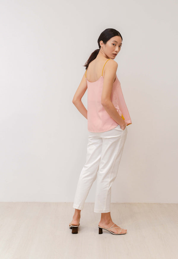 Finn Contrast Detail Cami Top in Pink Yellow