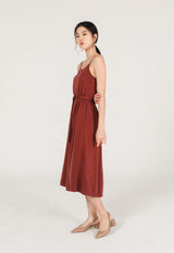 Anna Pleated Back Dress in Wine