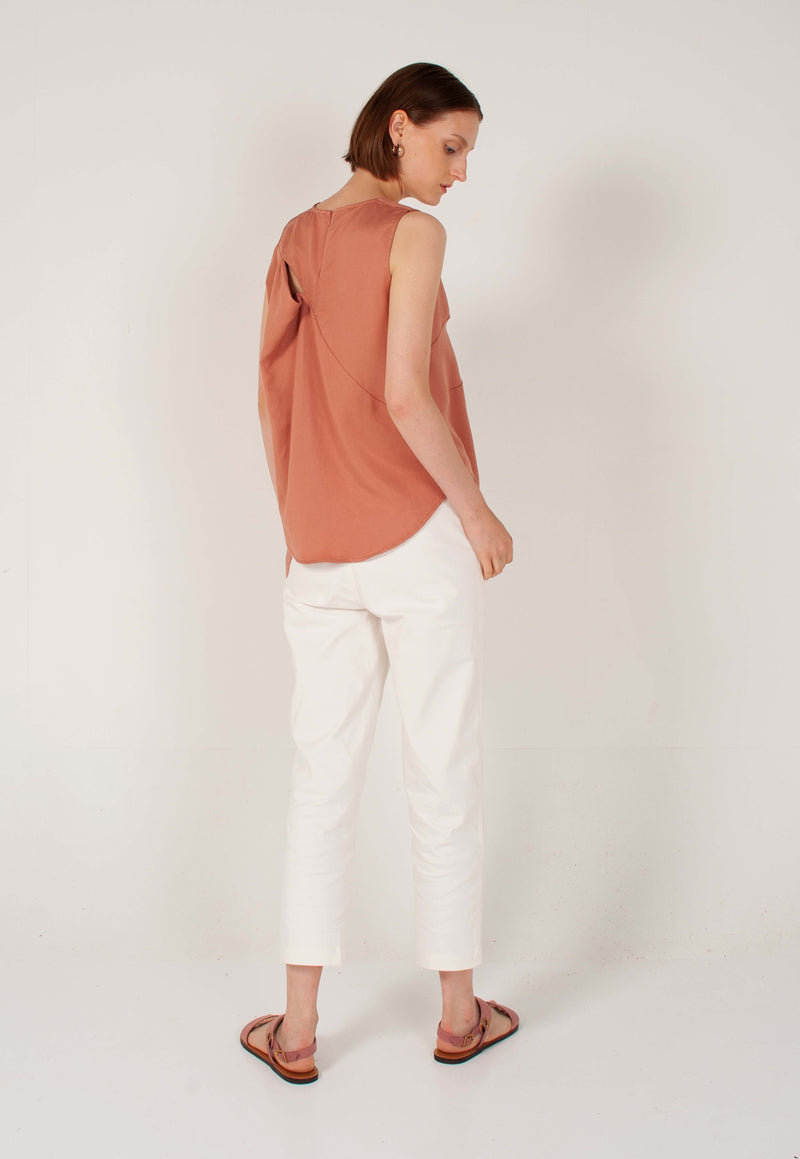 Amy Open Back Top in Mineral Red