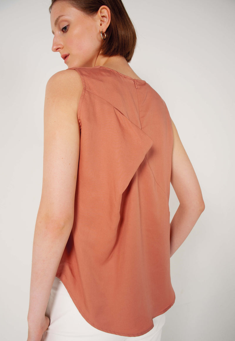 Amy Open Back Top in Mineral Red