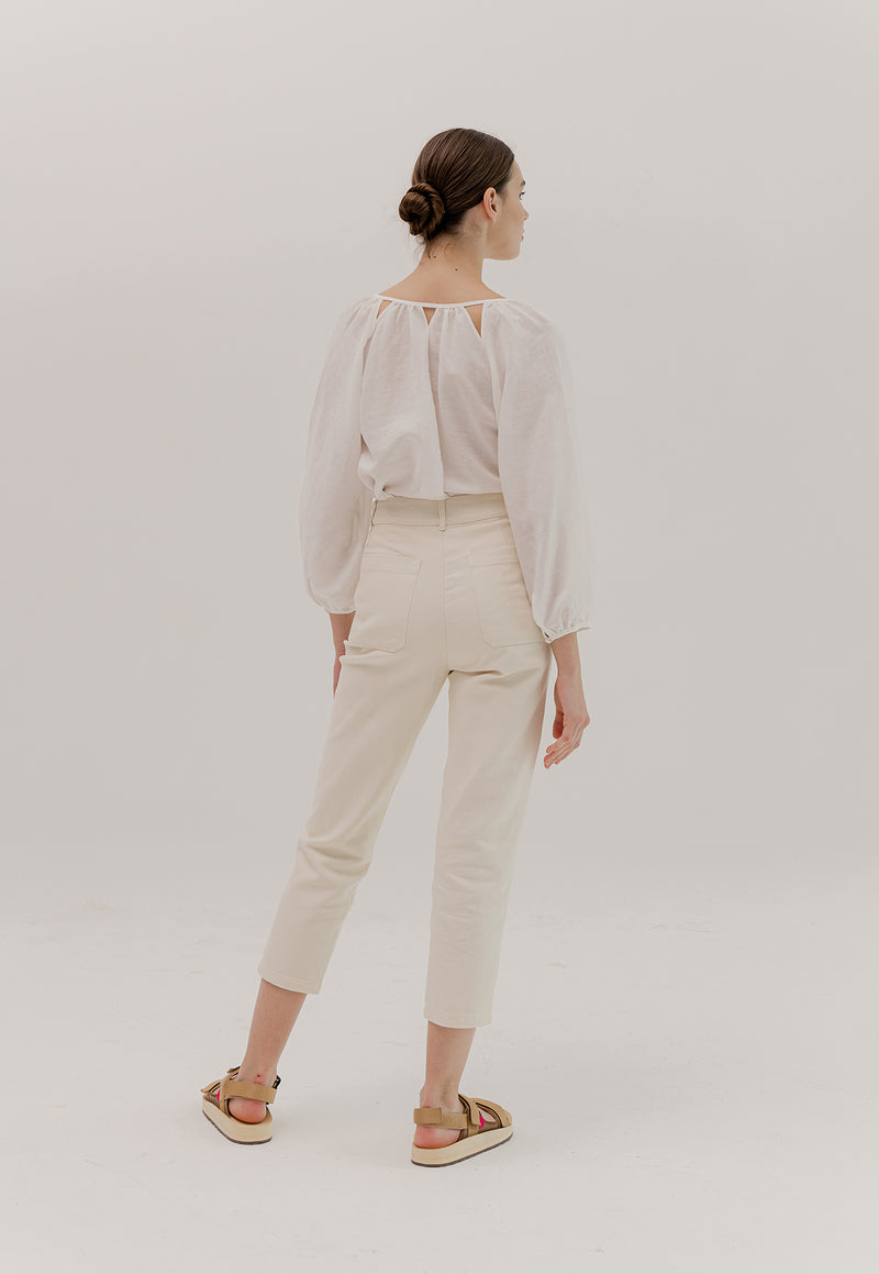Camille Linen Blouse in White