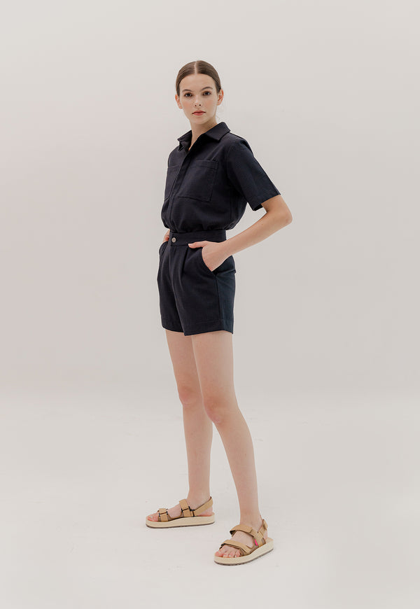 Kleo Double Pocket Casual Top in Midnight