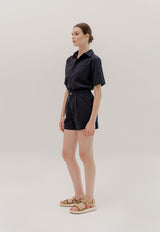 Lana Pleated Day Shorts in Midnight
